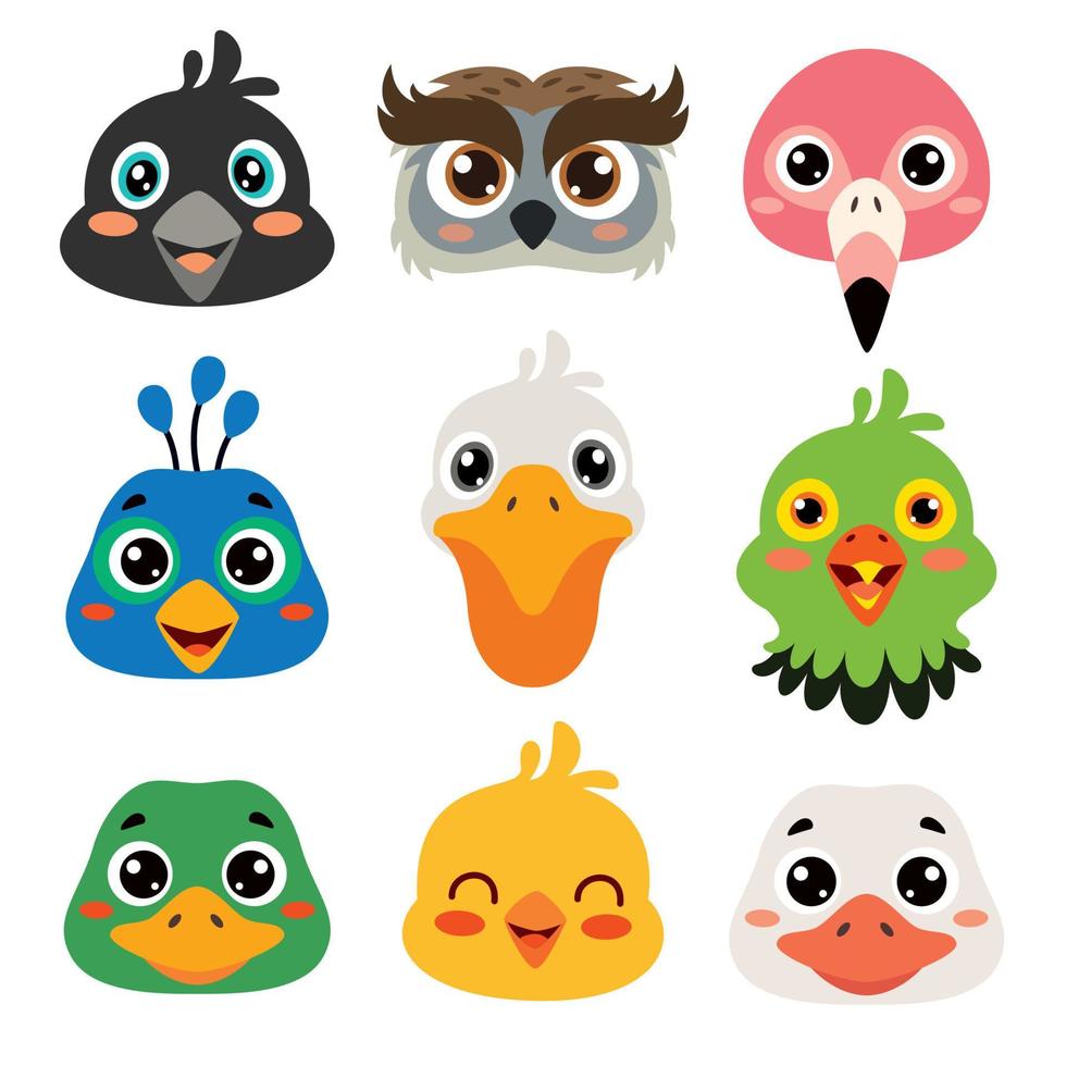 Set Of Cartoon Animal Heads vector