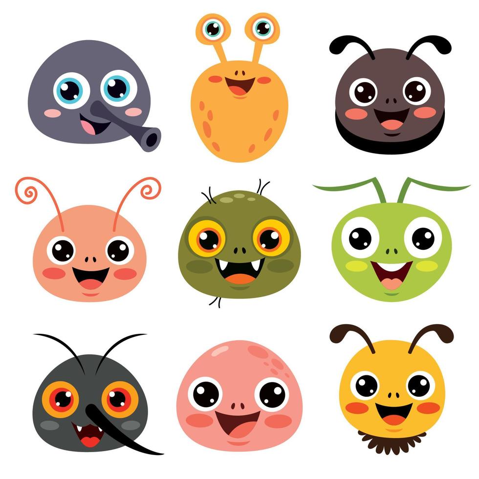 Set Of Cartoon Animal Heads vector
