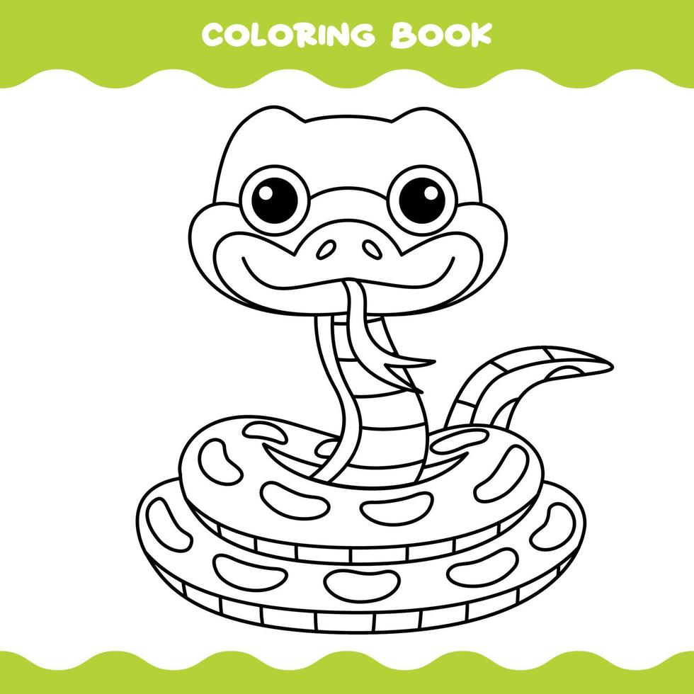 página para colorear con serpiente de dibujos animados vector