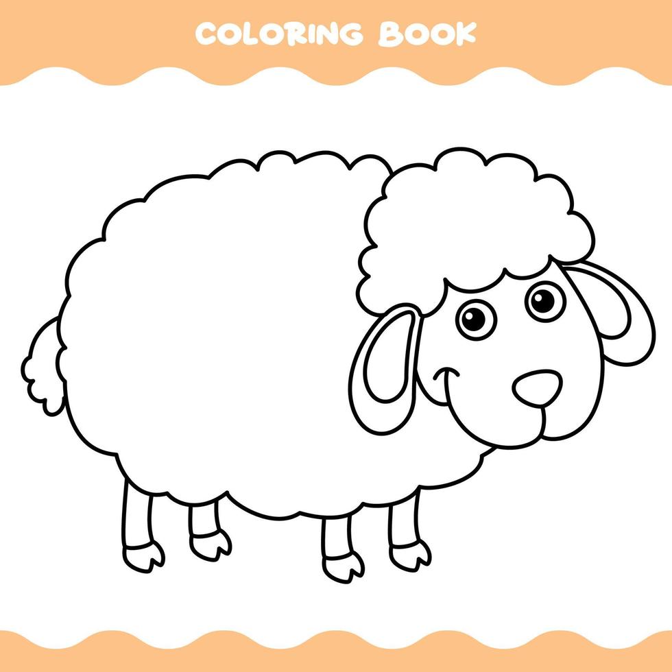 página para colorear con ovejas de dibujos animados vector