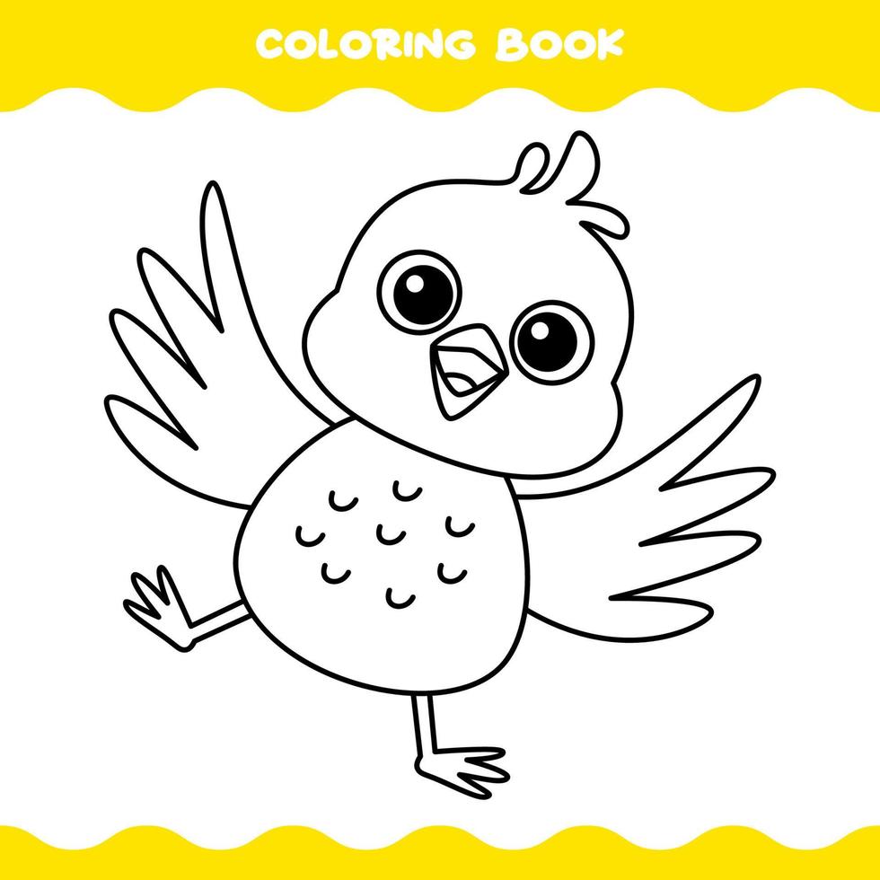 página para colorear con pájaro de dibujos animados vector