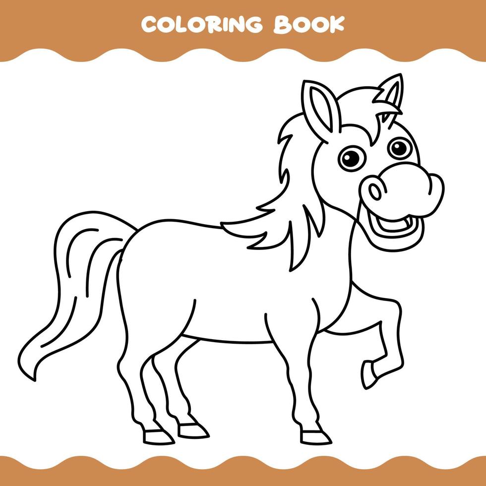 Coloring Page With Cartoon Horse vector