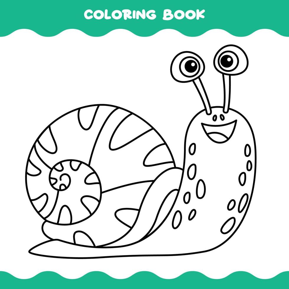 Coloring Page With Cartoon Snail vector