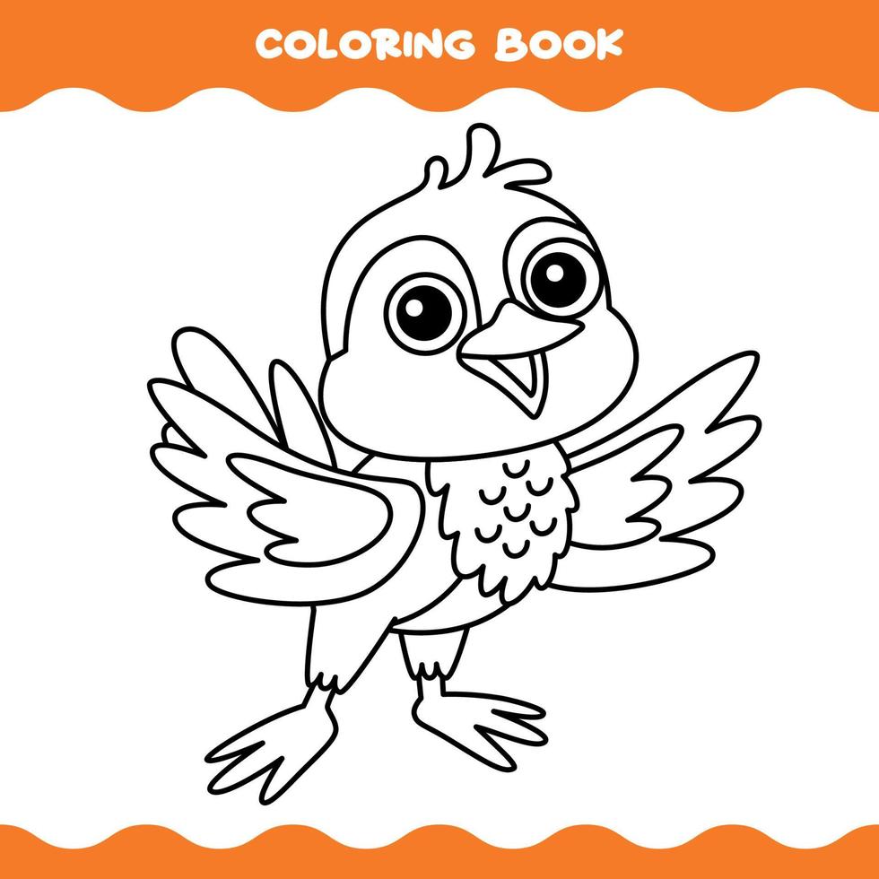 página para colorear con pájaro de dibujos animados vector