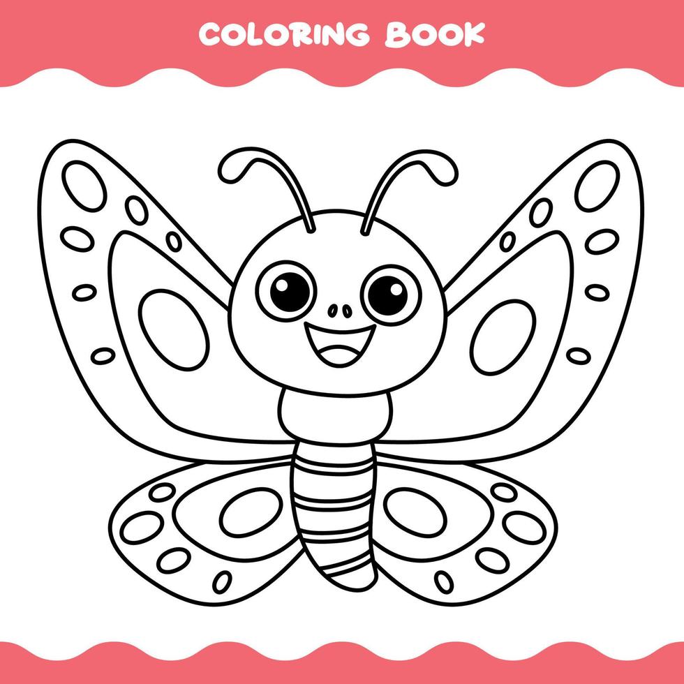 Coloring Page With Cartoon Butterfly vector