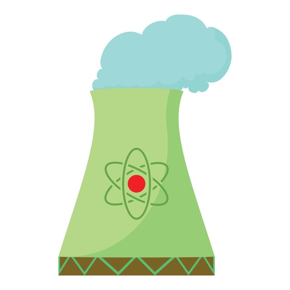 icono de planta de energía nuclear, estilo de dibujos animados vector