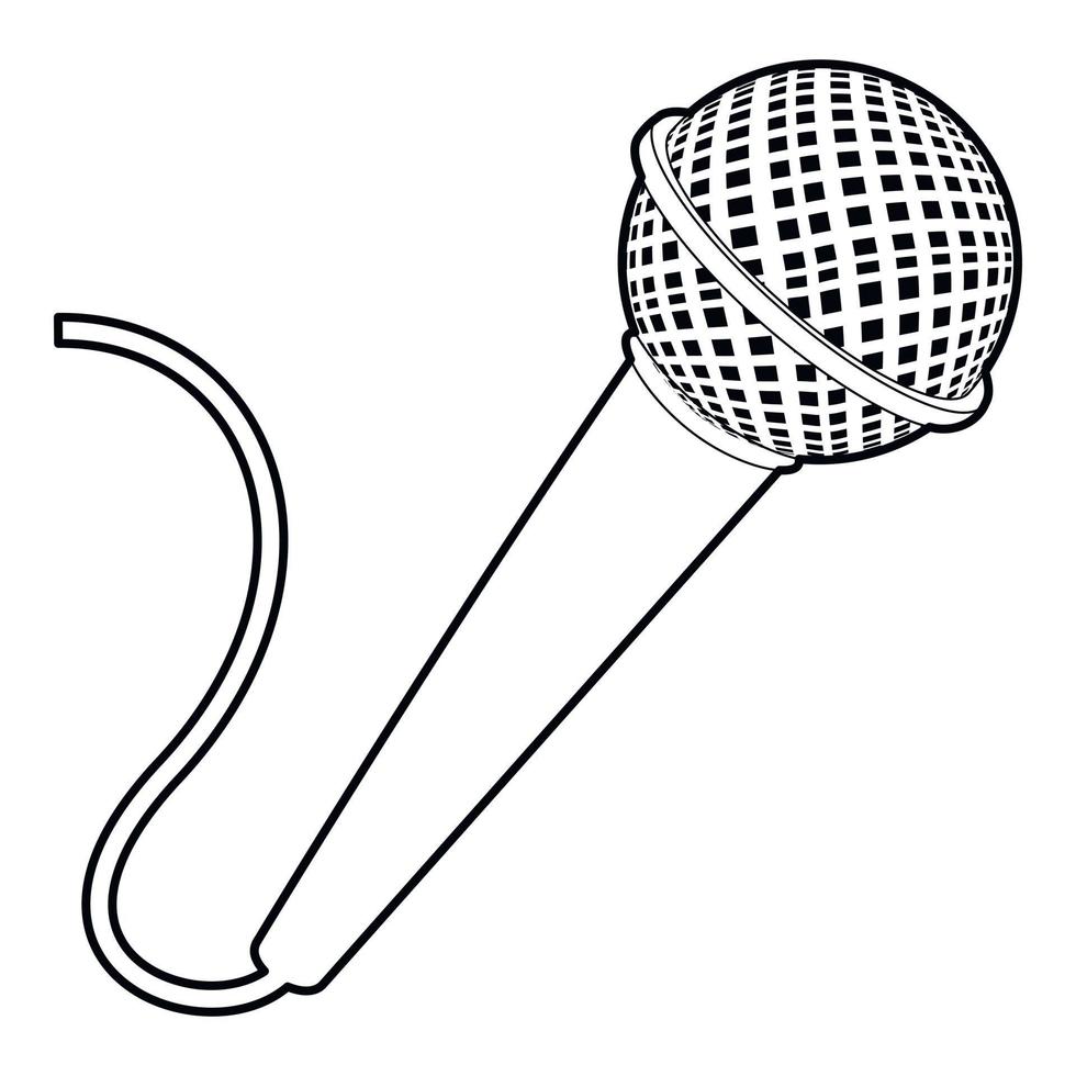 icono de micrófono, estilo de esquema vector