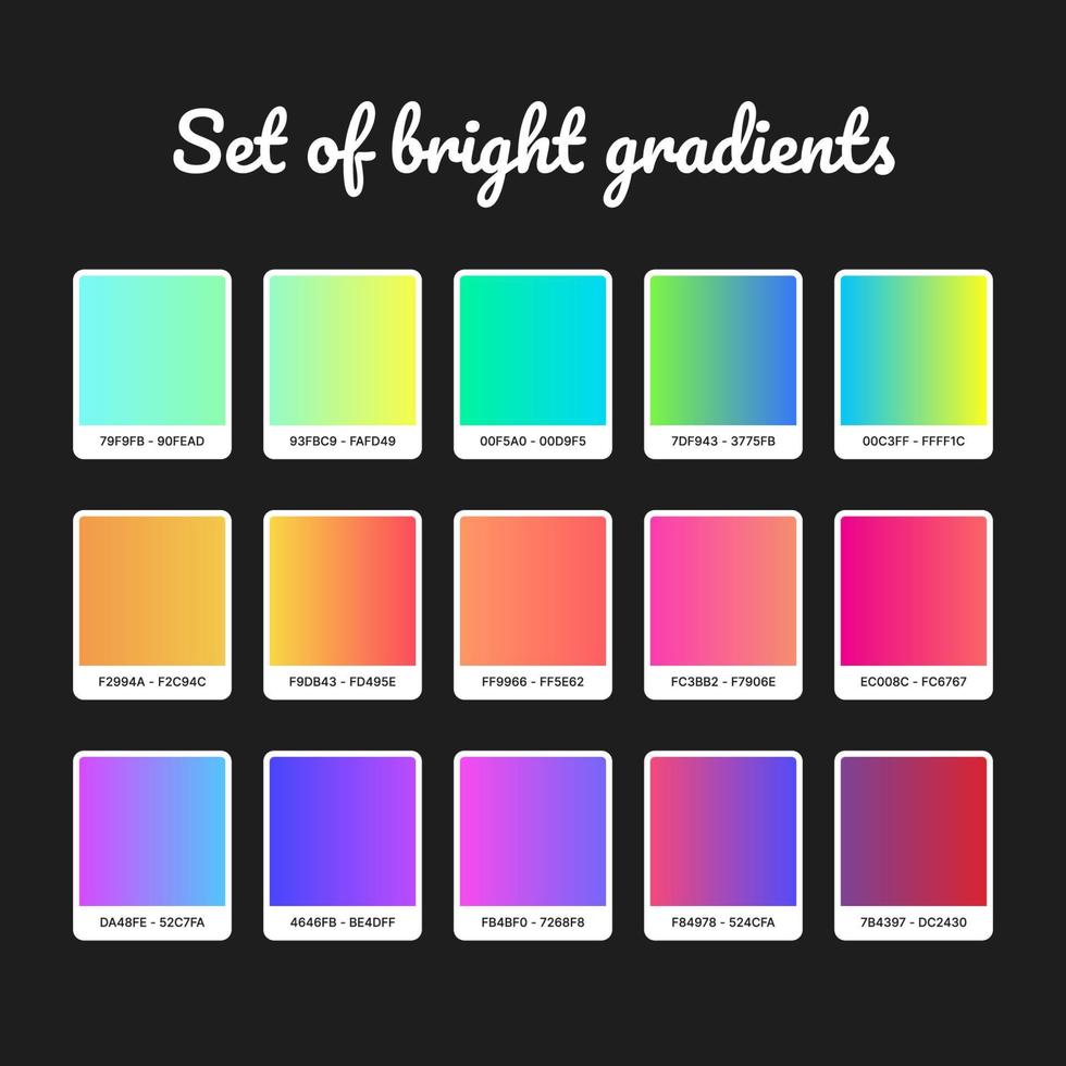 Bright gradient set. Colorful gradient background. Bright abstract background. vector