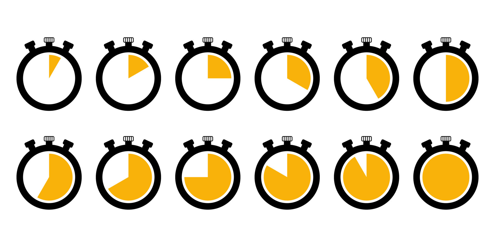 Stopwatch collection with different time in minutes. Stopwatch, timer, sports time, speed