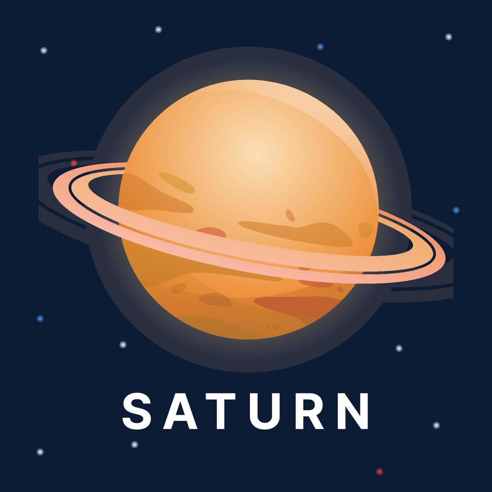 Ilustración del planeta Saturno. vector de planeta de astronomía. planeta del sistema solar.