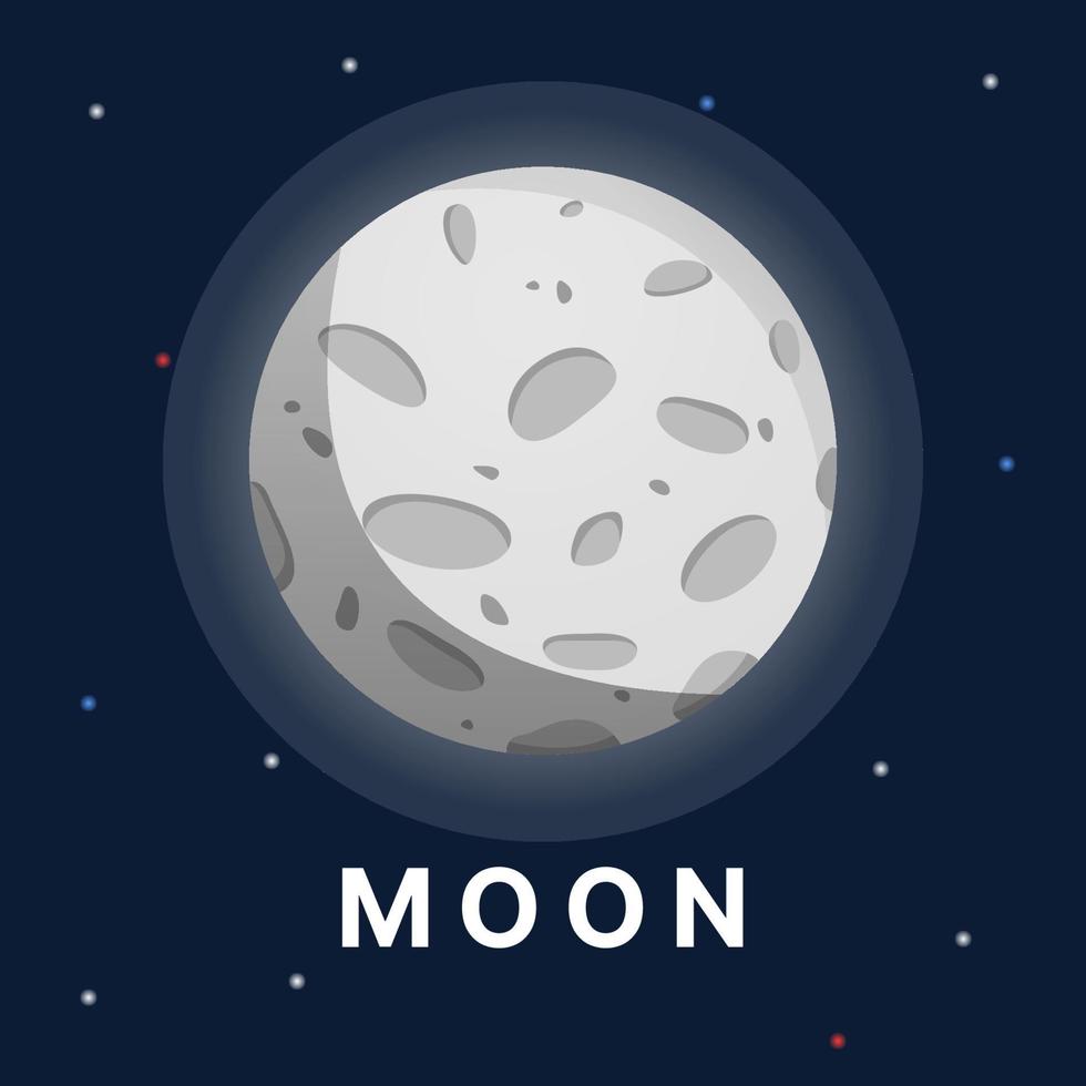Moon astronomy vector. Earth satellite vector illustration.