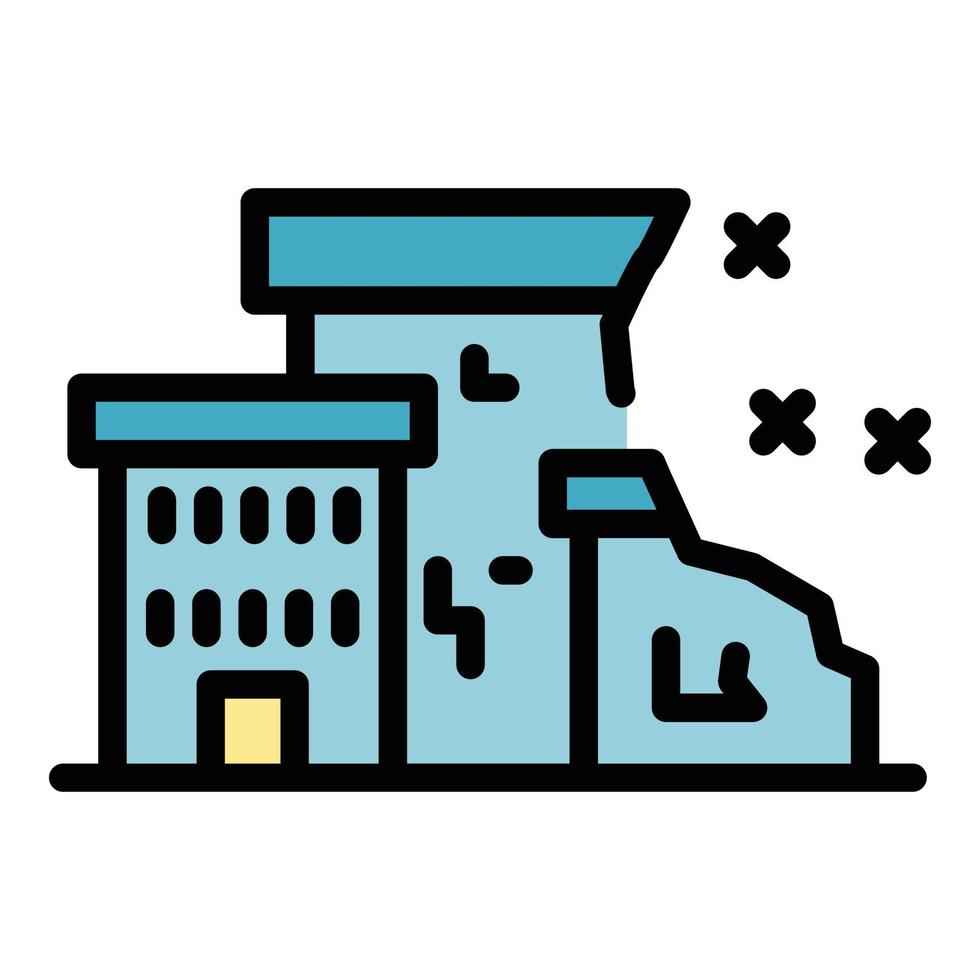 City destruction icon color outline vector