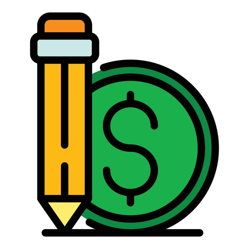 Pencil money coin icon color outline vector