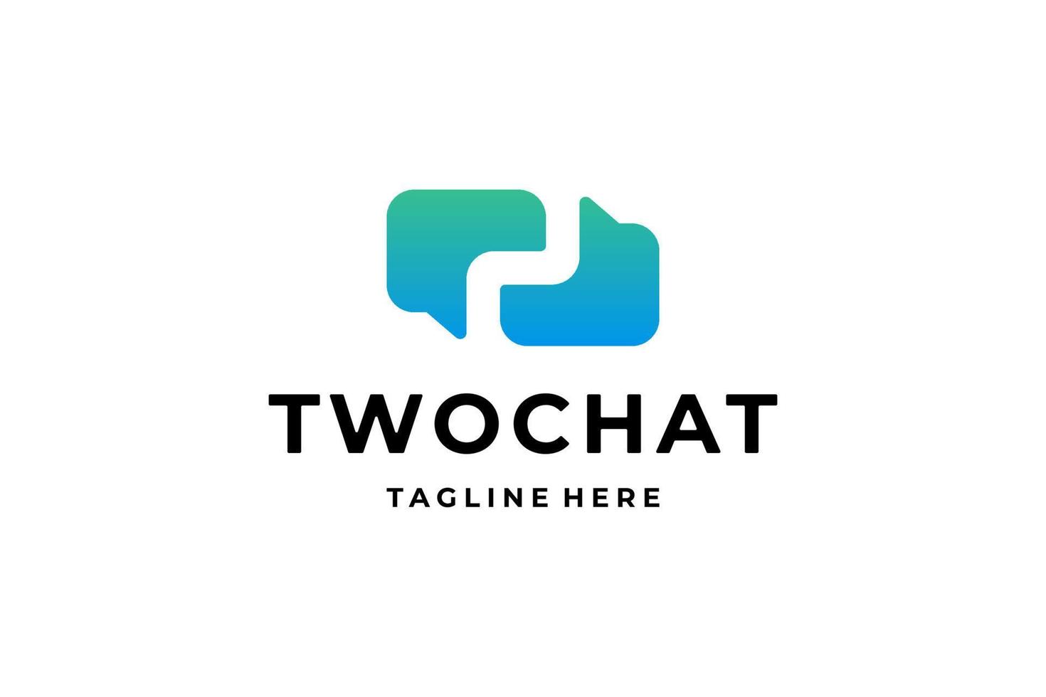 letra inicial azul 2 dos logotipo de comunicación de chat vector