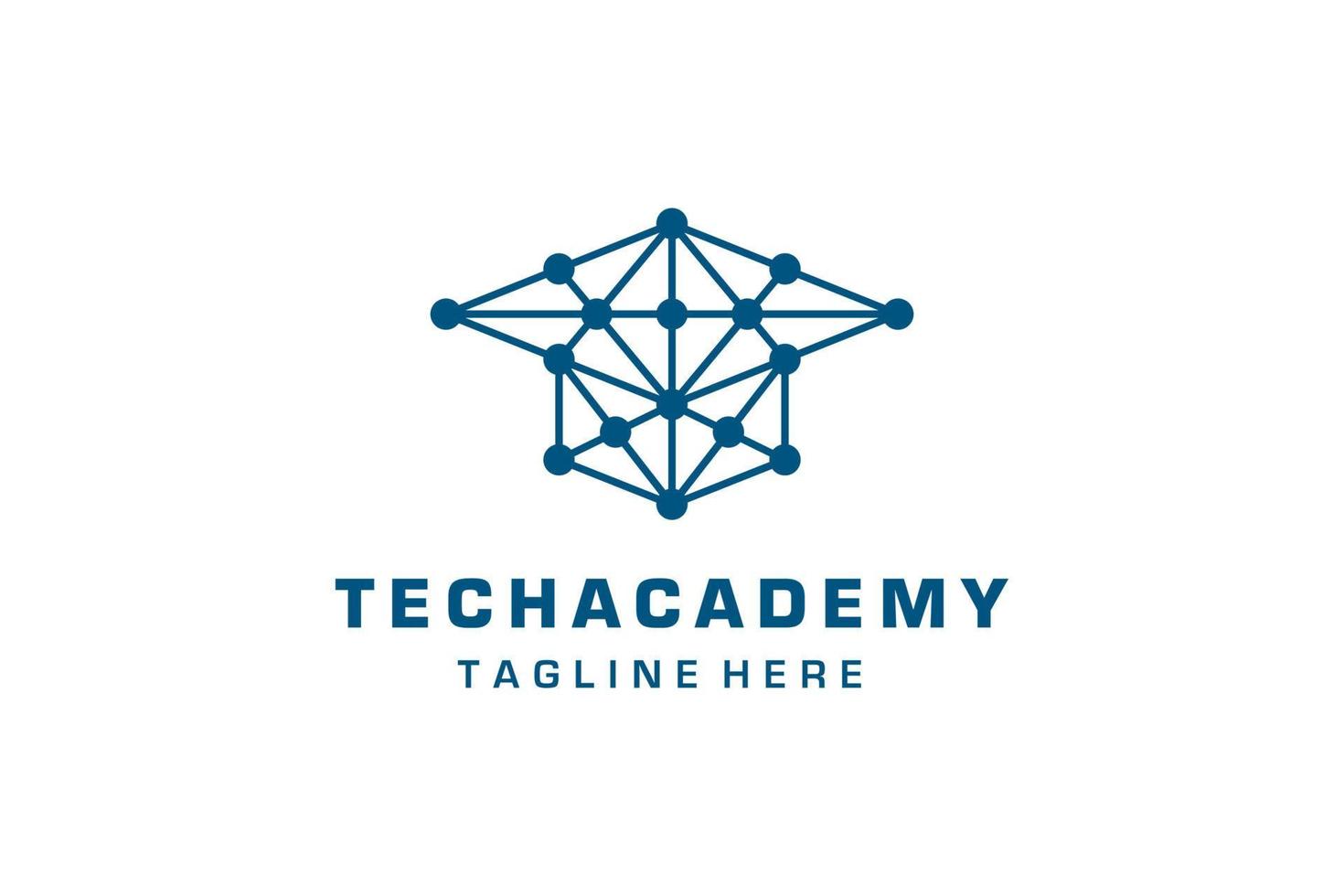 logotipo de la línea de la academia de tecnología azul vector