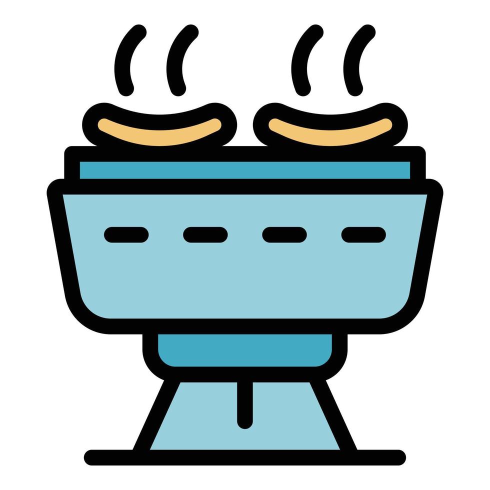 Sausages on grill icon color outline vector
