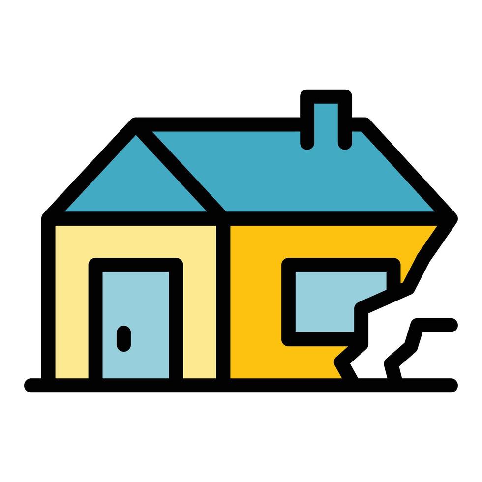House destruction after war icon color outline vector