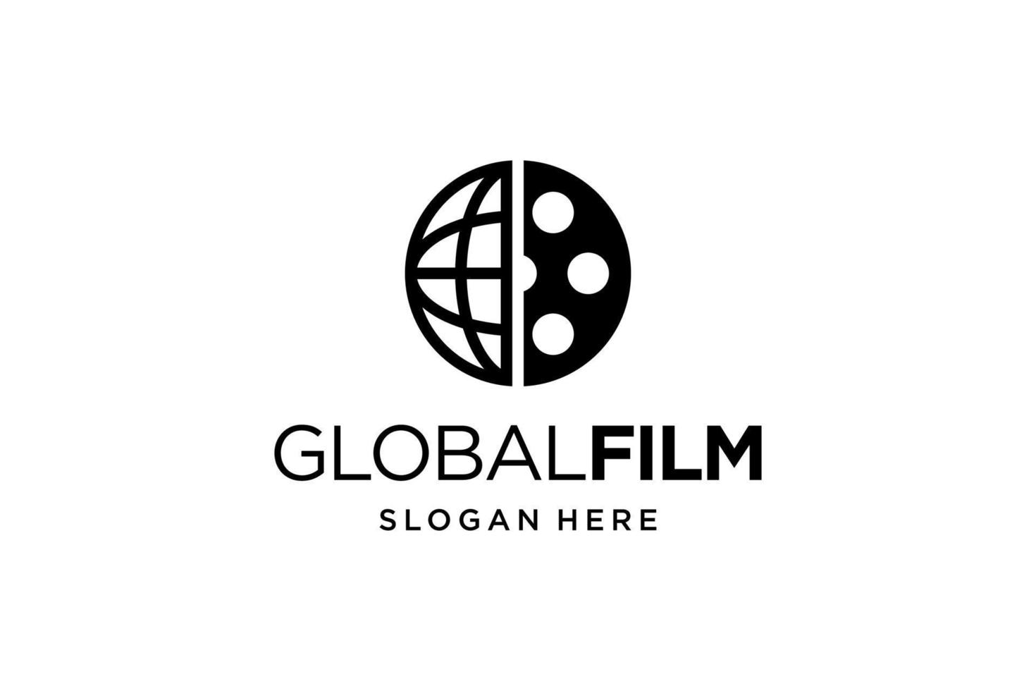 logotipo de película de globo blanco negro vector