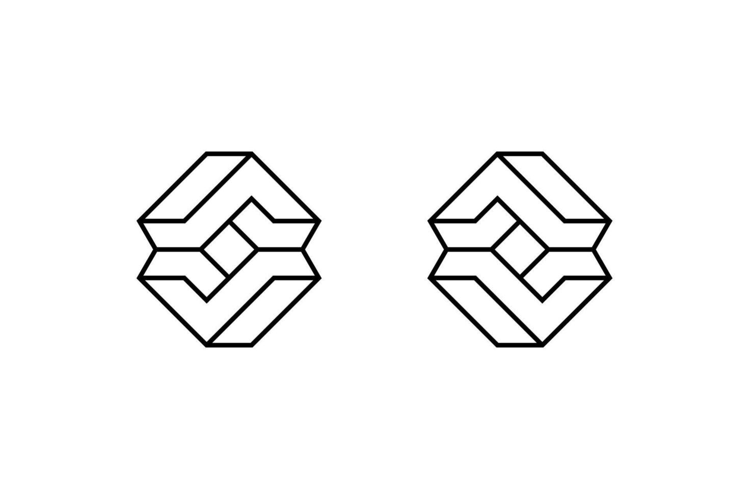 Black white initial letter S Geometric hexagon logo vector