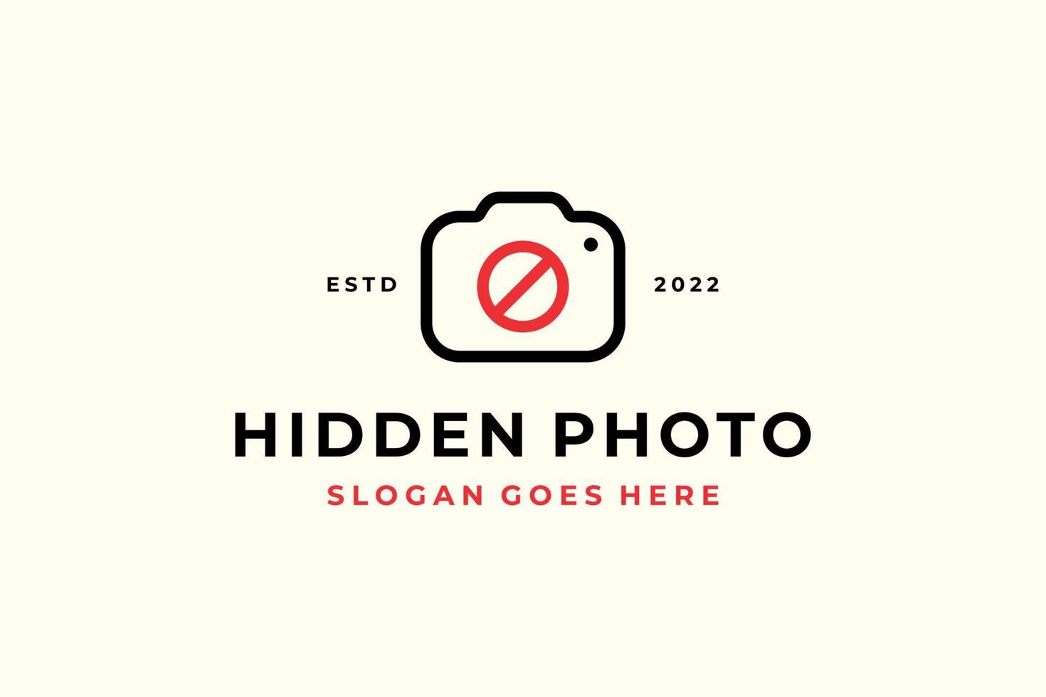 logotipo de lente de foto oculta rojo negro vector