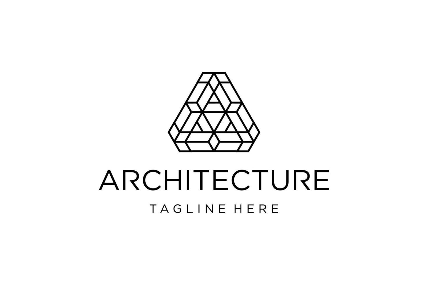 Black white geometric triangle line logo vector