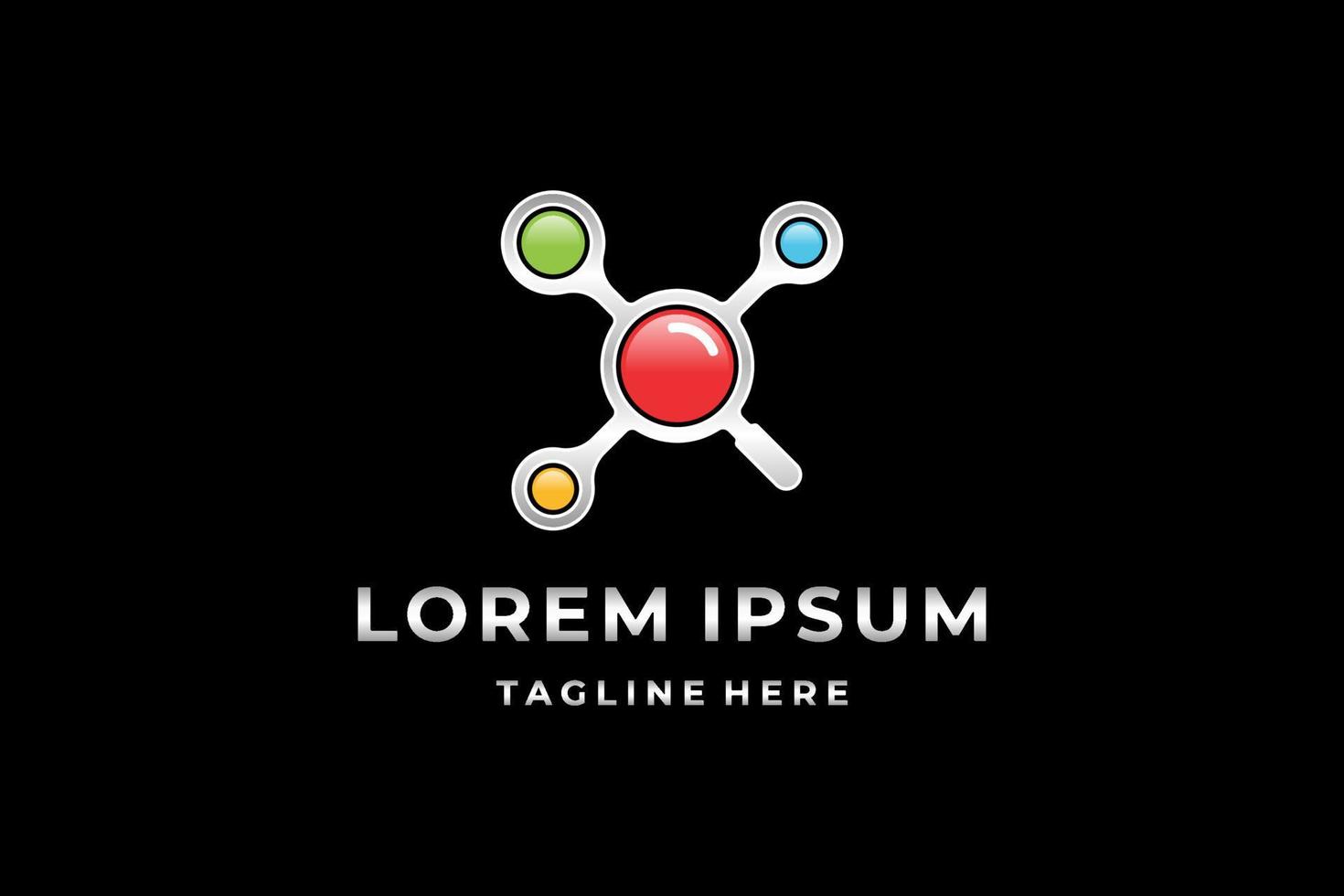 colorful research chemical molecul connectivity logo vector