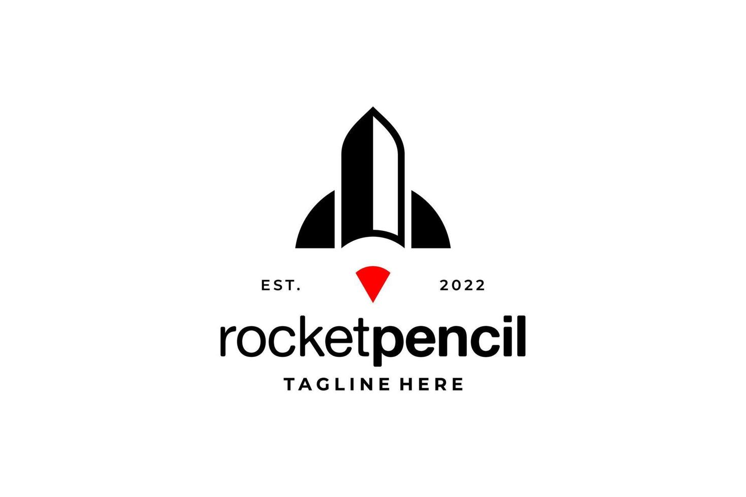 black red rocket pencil logo vector