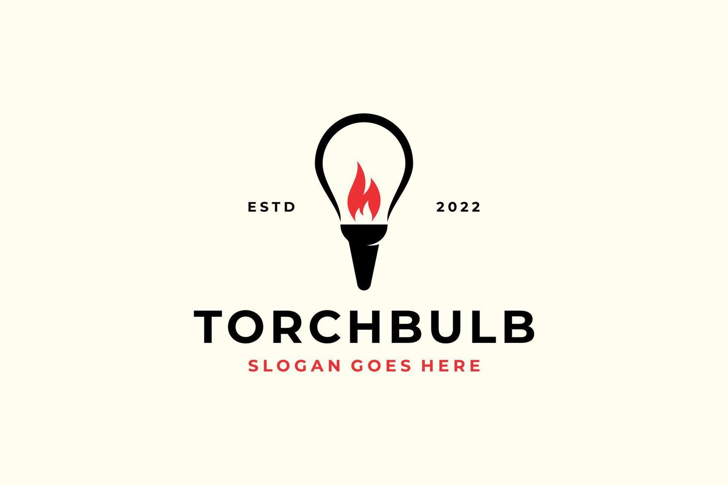black red torch bulb logo vector