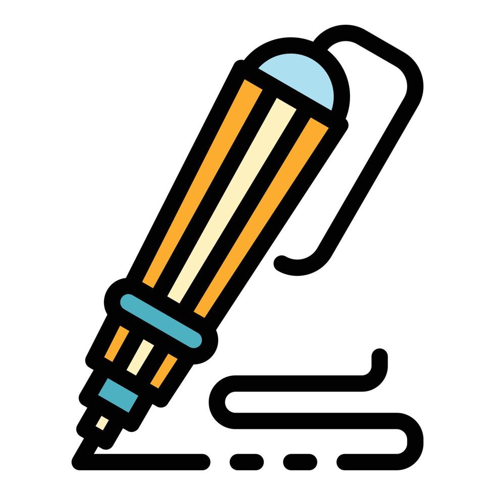 3d design pen icon color outline vector