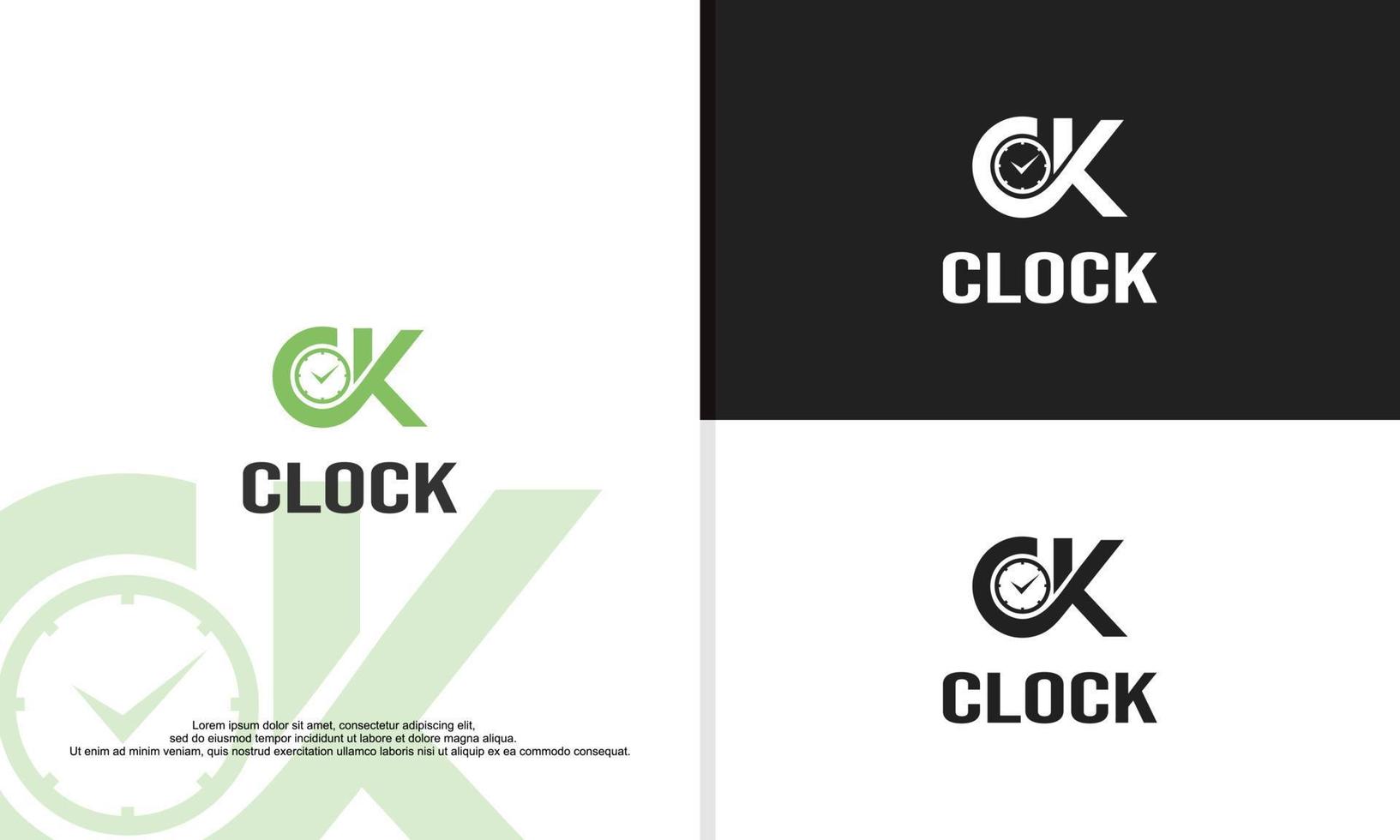 reloj logo diseño tipografía c ank k mark logo vector