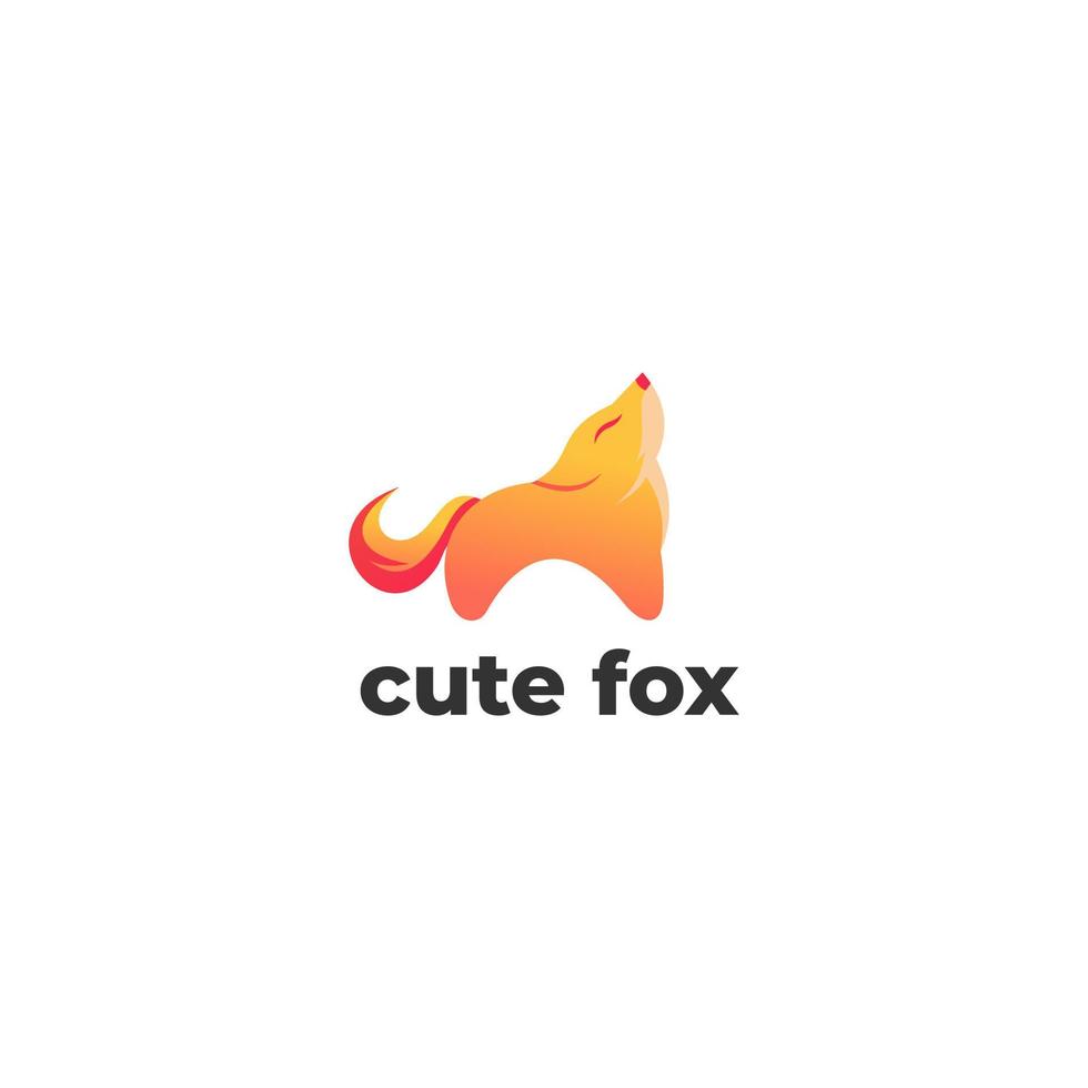 cute fox gradient logo template vector