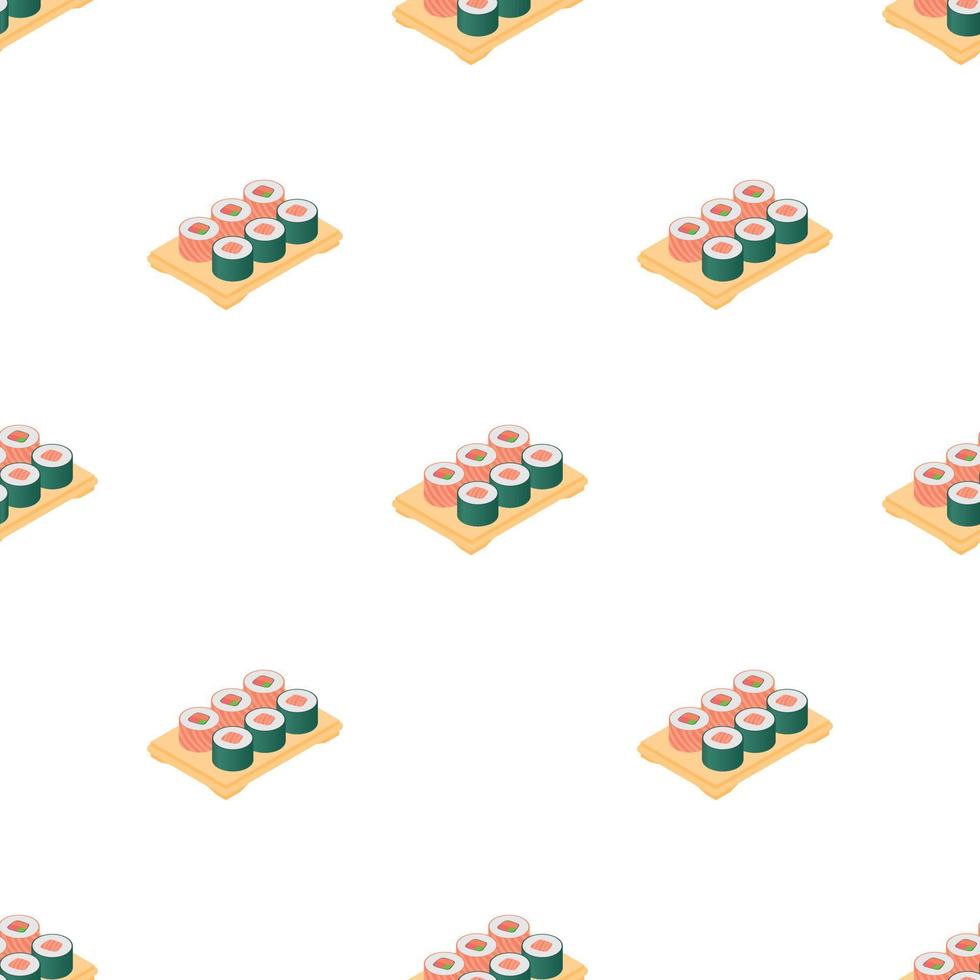 Sushi on tray pattern seamless vector