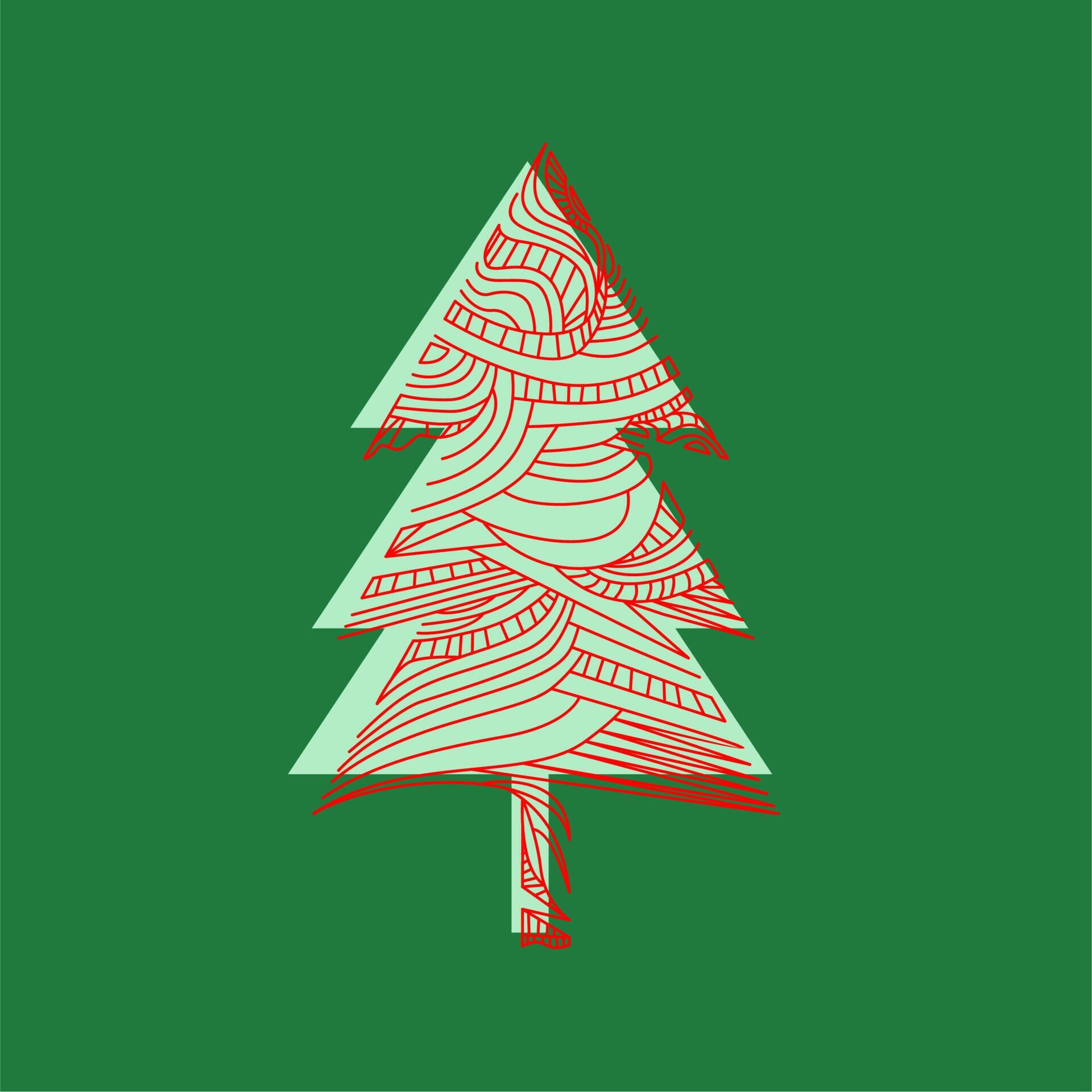 christmas tree line art on green background vector stock 15392982 Vector Art at Vecteezy