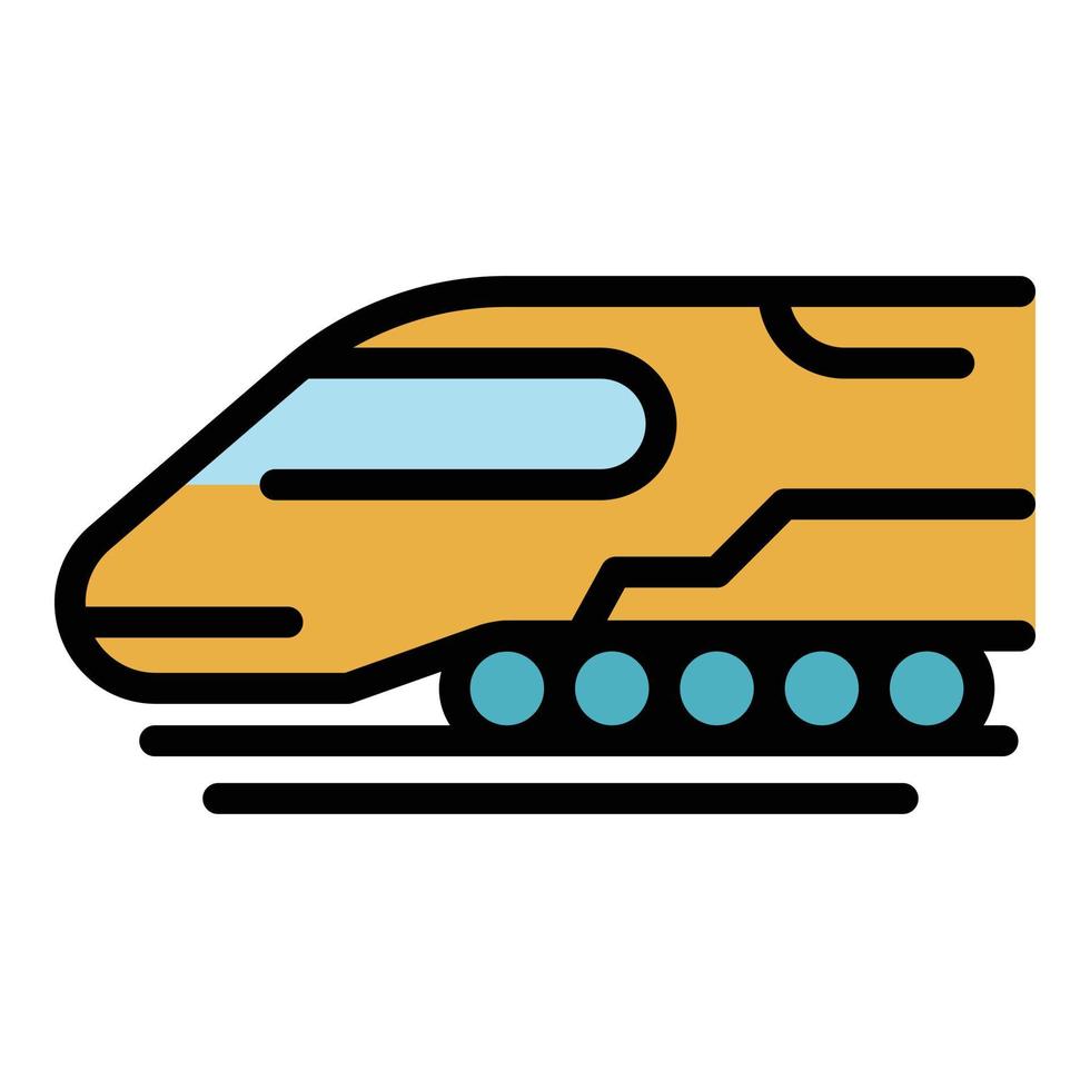 Fast train icon color outline vector