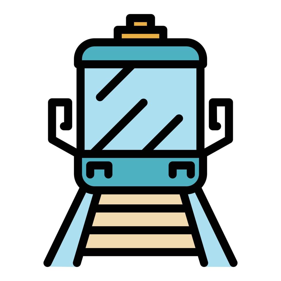 vector de contorno de color de icono de tren ferroviario