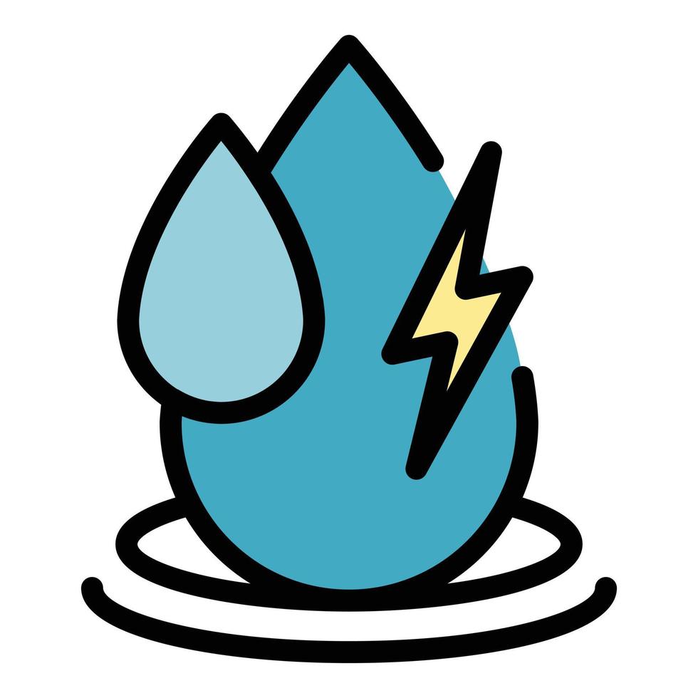 vector de contorno de color de icono de energía de agua