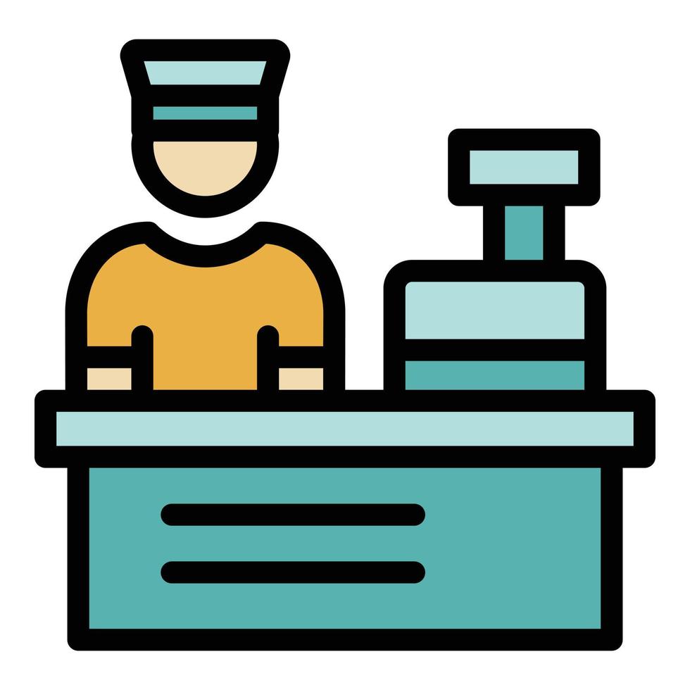 Shop cashier icon color outline vector