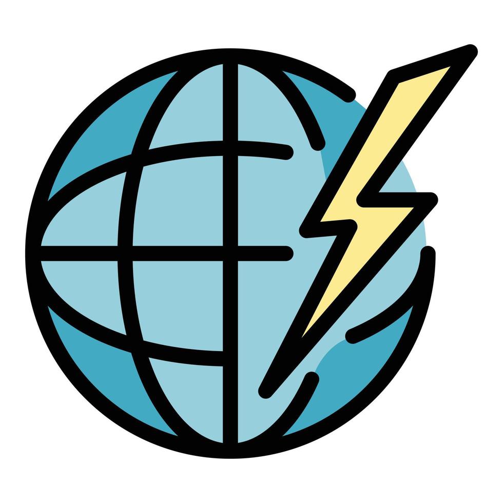 Globe and energy icon color outline vector