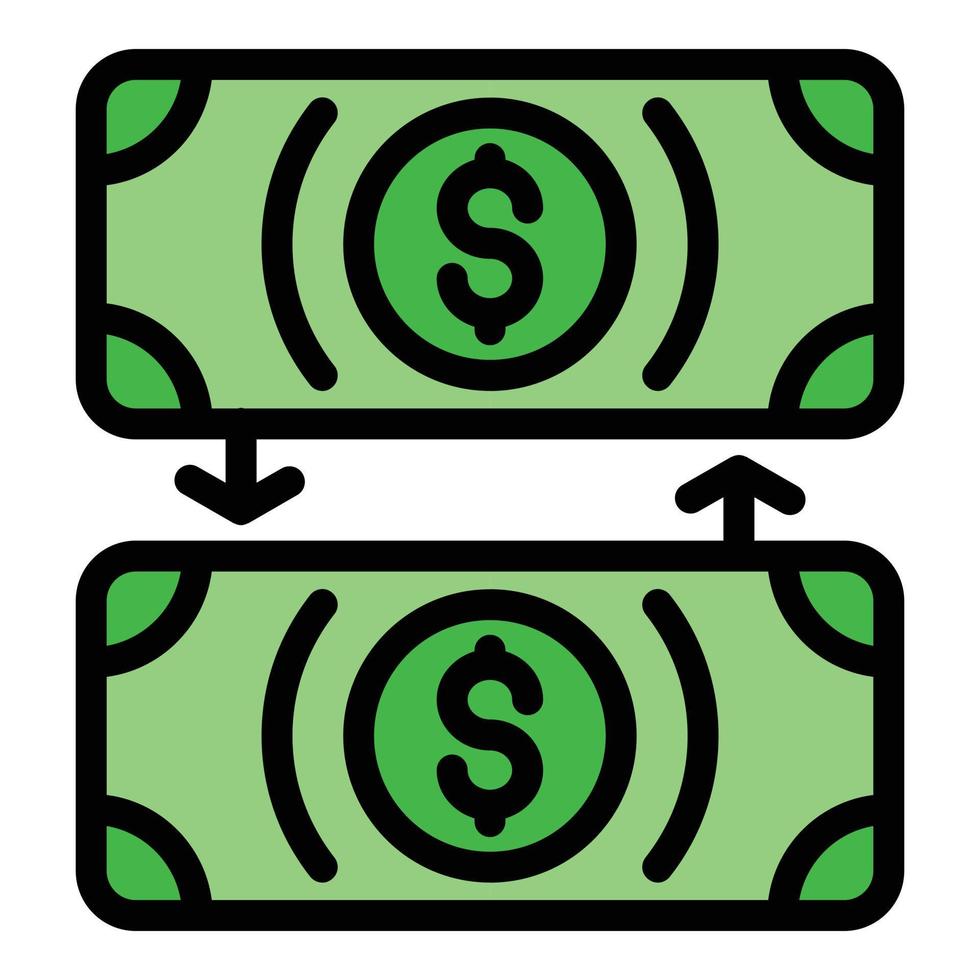 Cash payment icon color outline vector