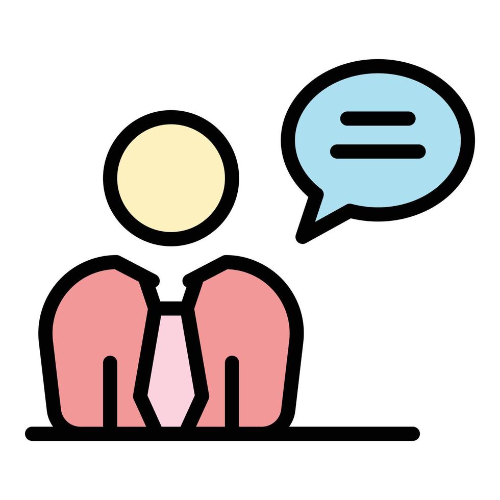 Talking manager icon color outline vector
