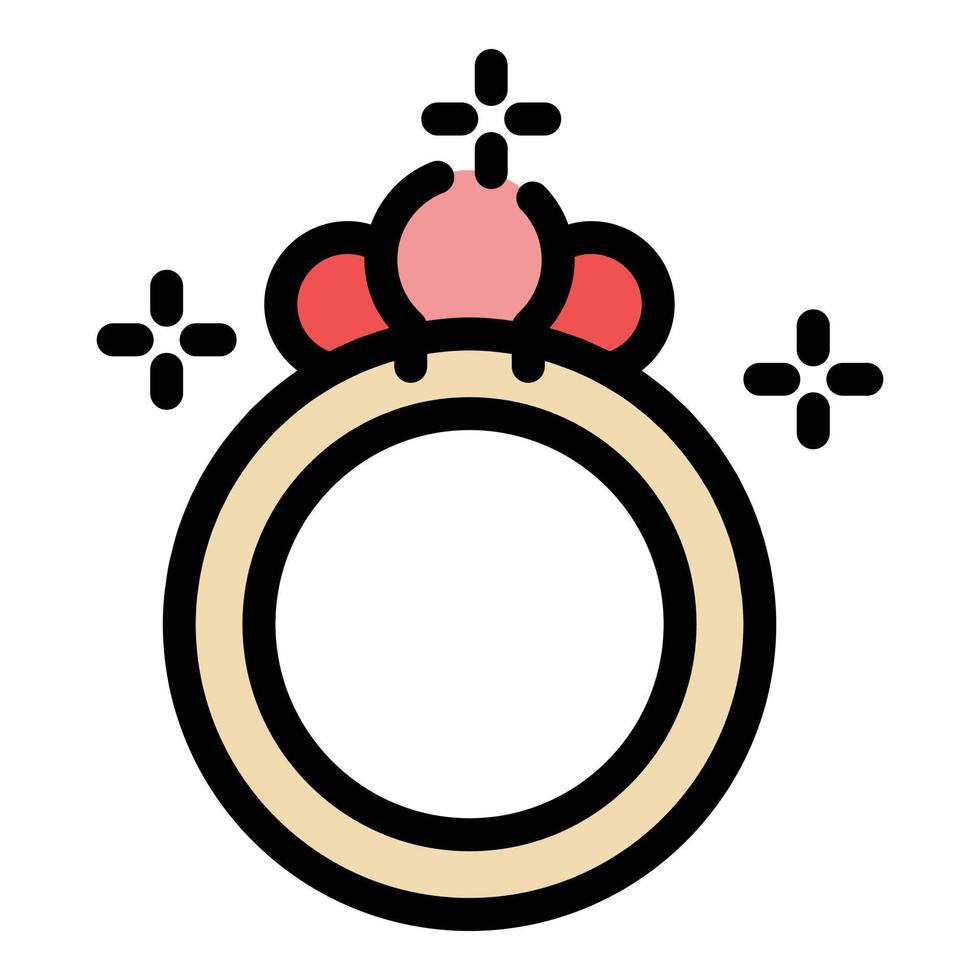 Pearl ring icon color outline vector