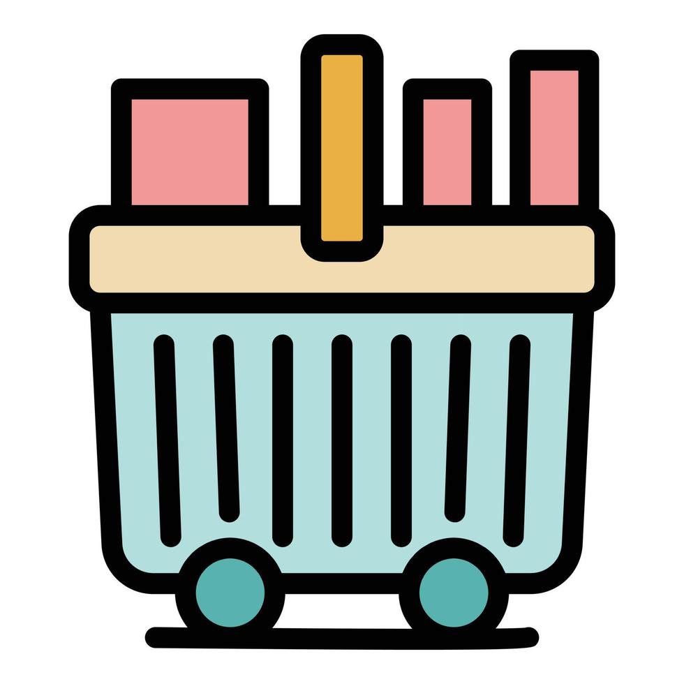 Full shopping cart icon color outline vector