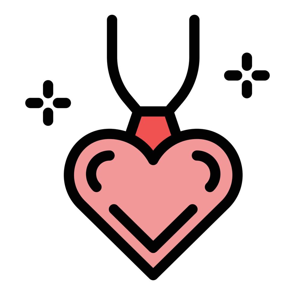 Heart pendant icon color outline vector
