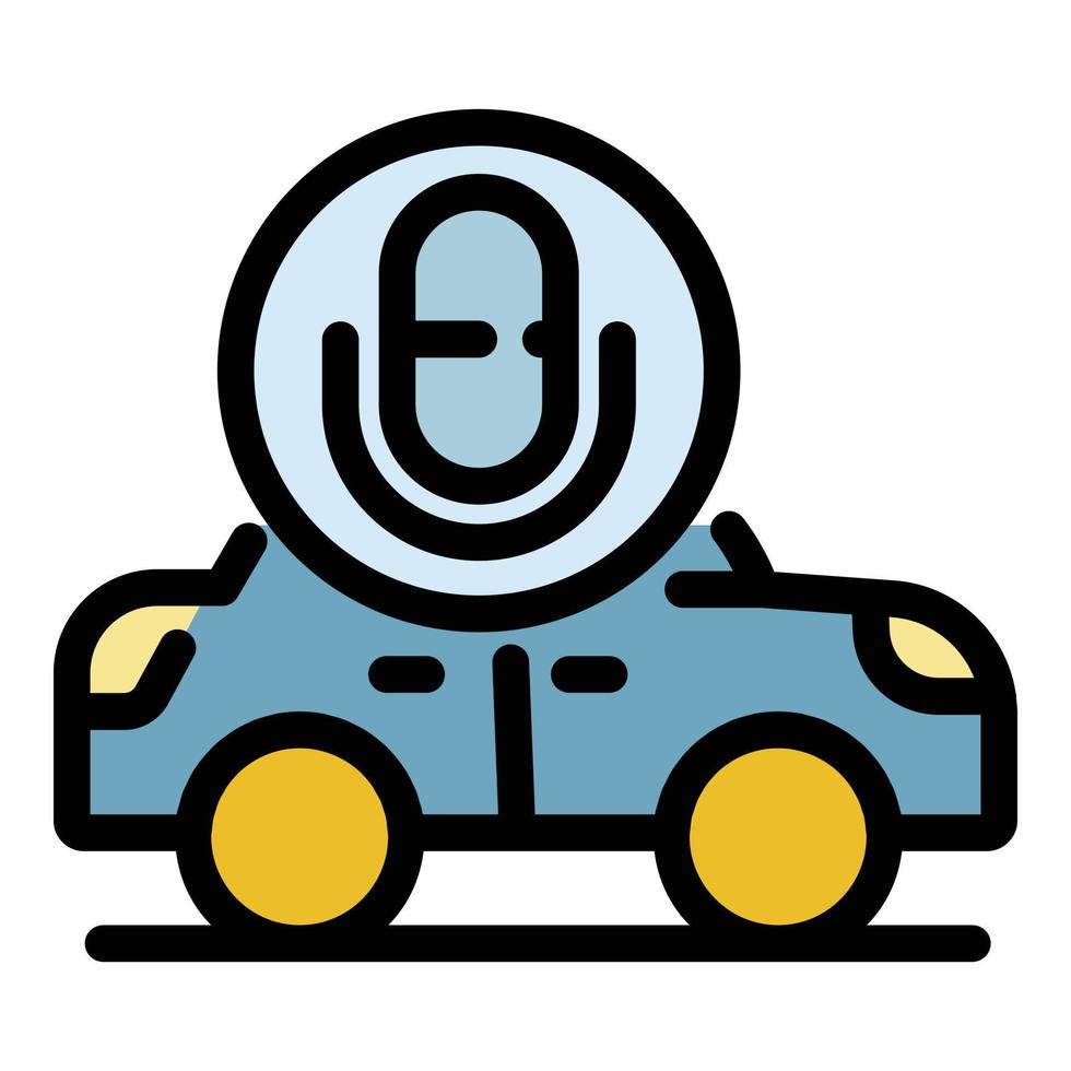 Voice assistant driverless car icon color outline vector