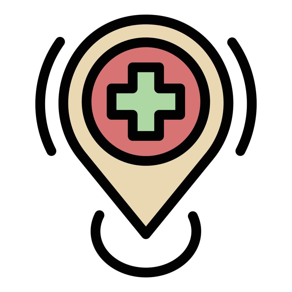 Hospital location icon color outline vector