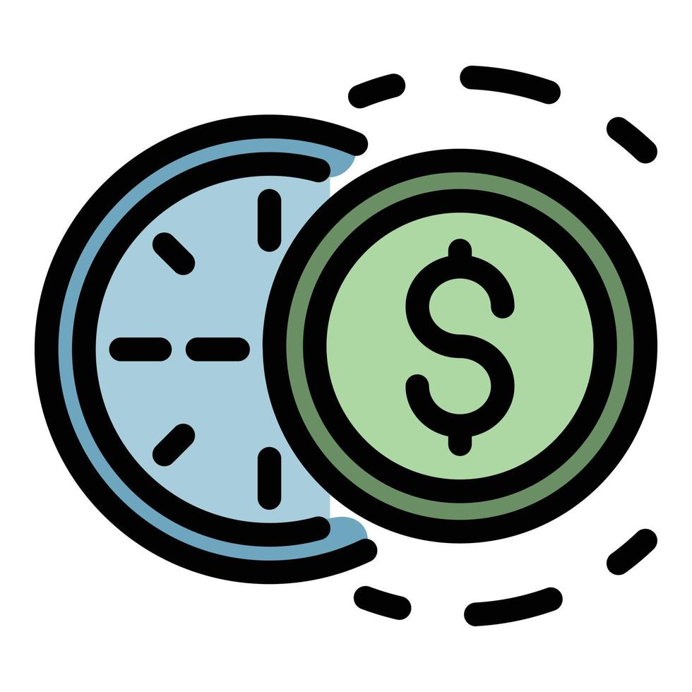 el tiempo es dinero vector de esquema de color de icono