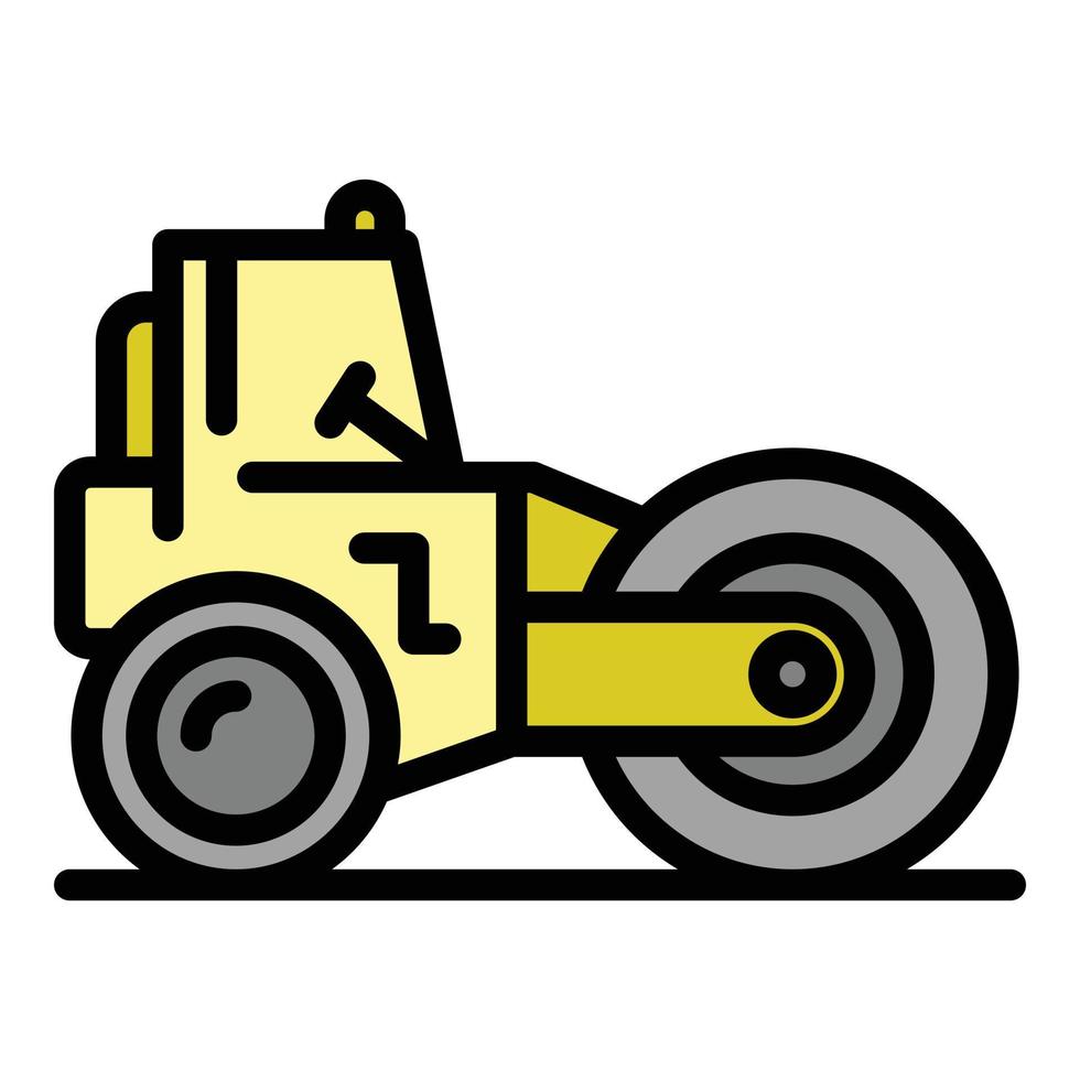 Road roller machinery icon color outline vector