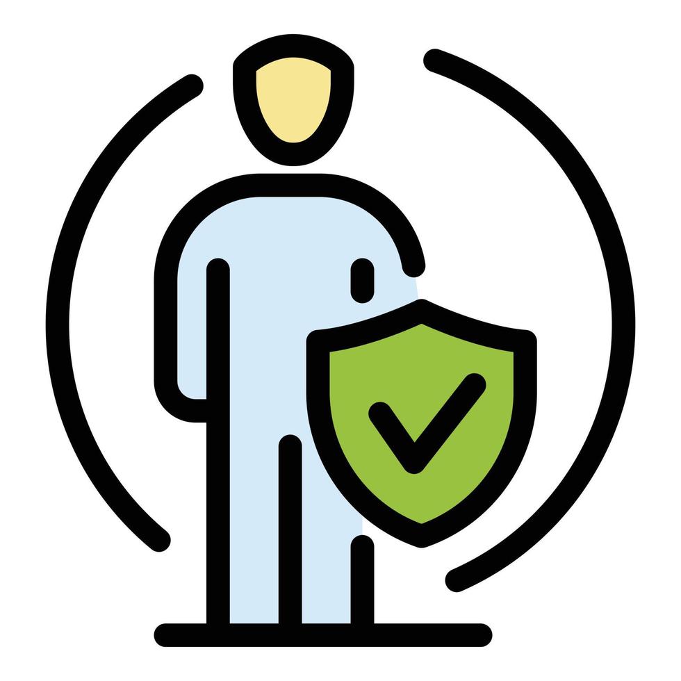 Human fraud protection icon color outline vector