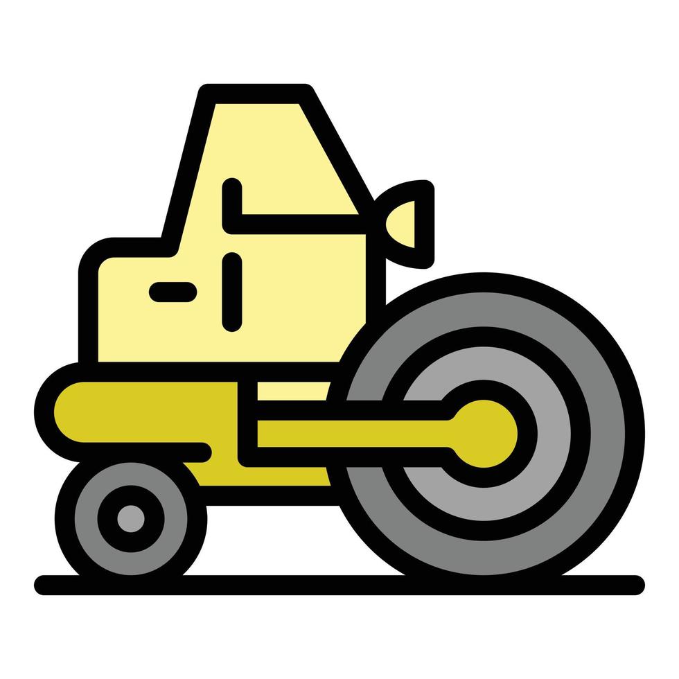 Danger road roller icon color outline vector