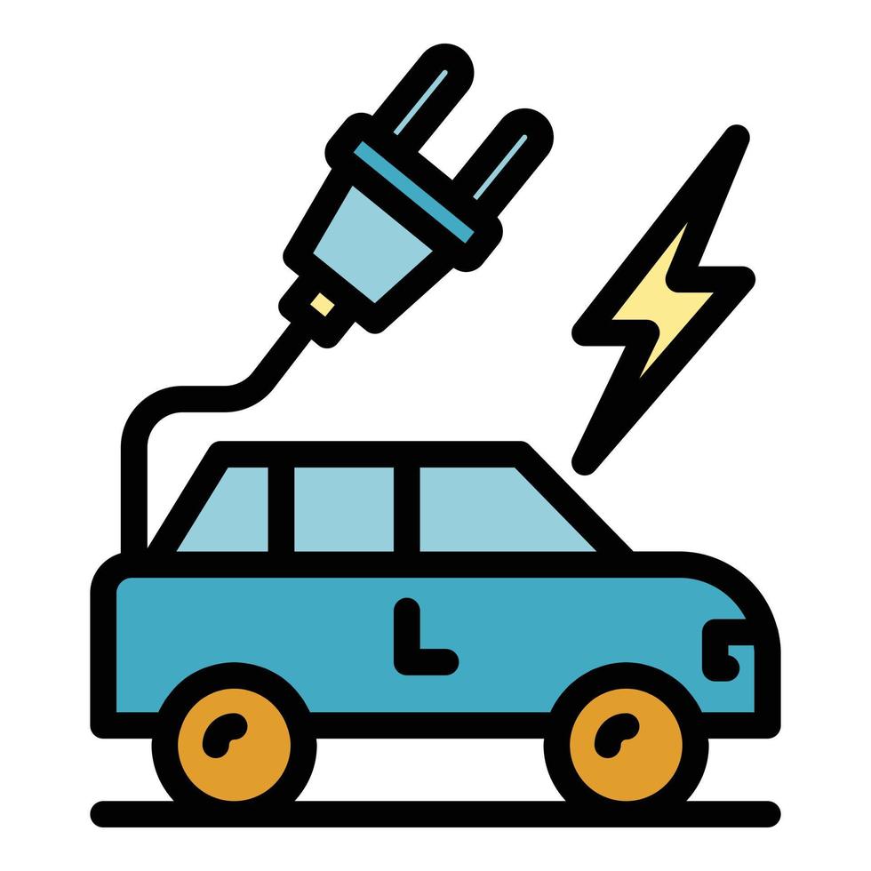 Hybrid car plug icon color outline vector